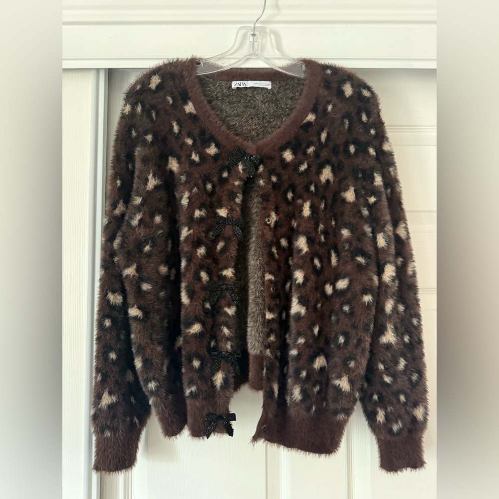 Zara Brown Leopard Print Sweater